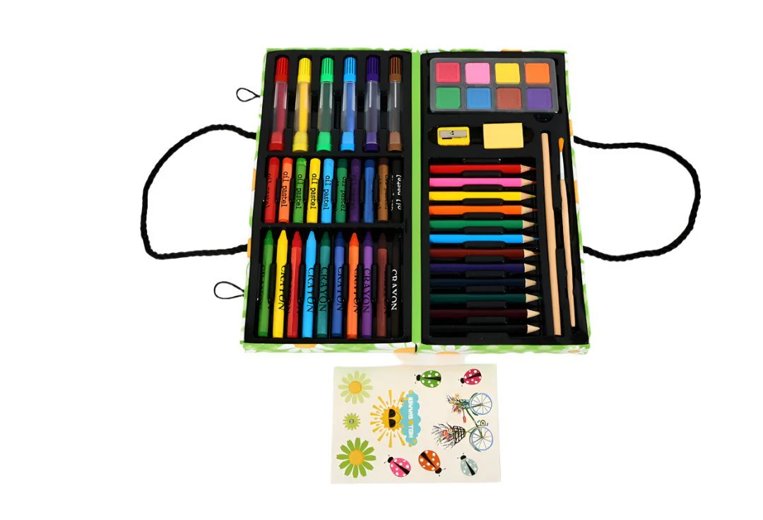  صندوق هدايا مجموعة أدوات الرسم والتلوين الفنية - 59 قطعة  - Image 2