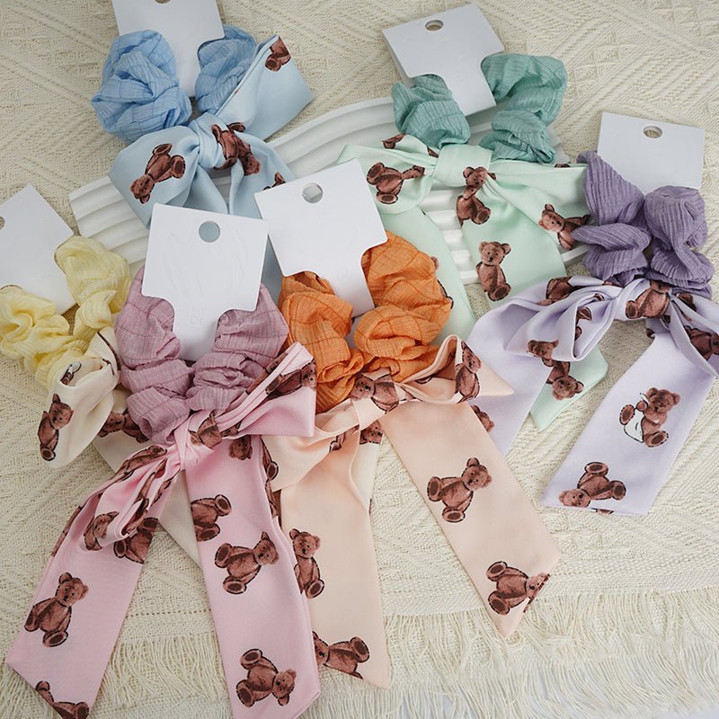 رباط شعر بطباعة دب على شكل فيونكة - Image 7