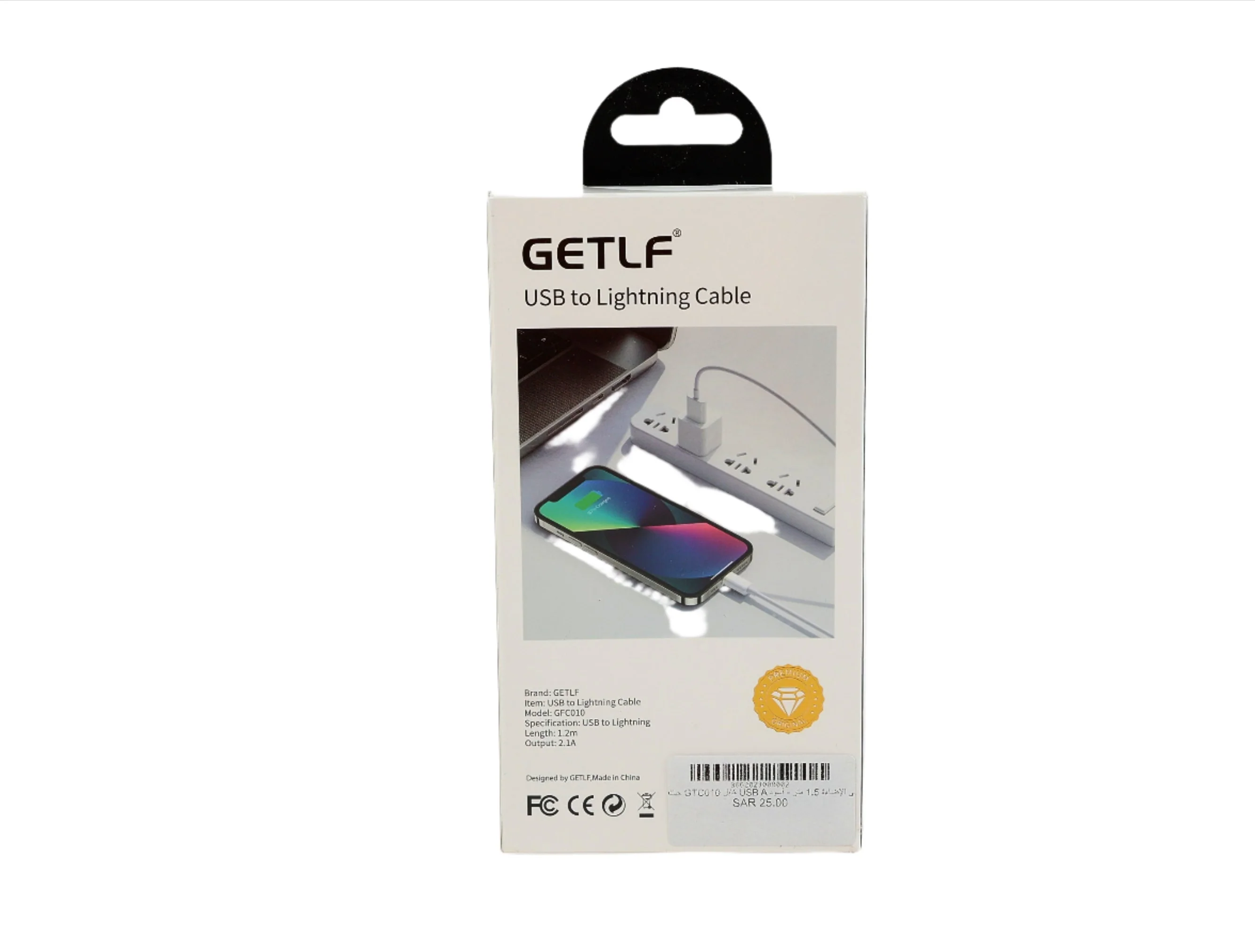 كابل جيتلف USB A إلى لايتنينغ بطول 1.5 متر - أسود - Image 2