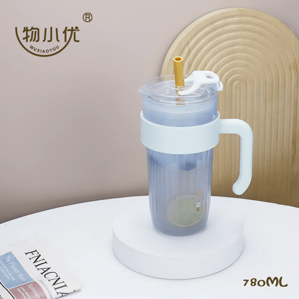 كوب زجاجي بغطاء وماصة 780 مل - Image 2