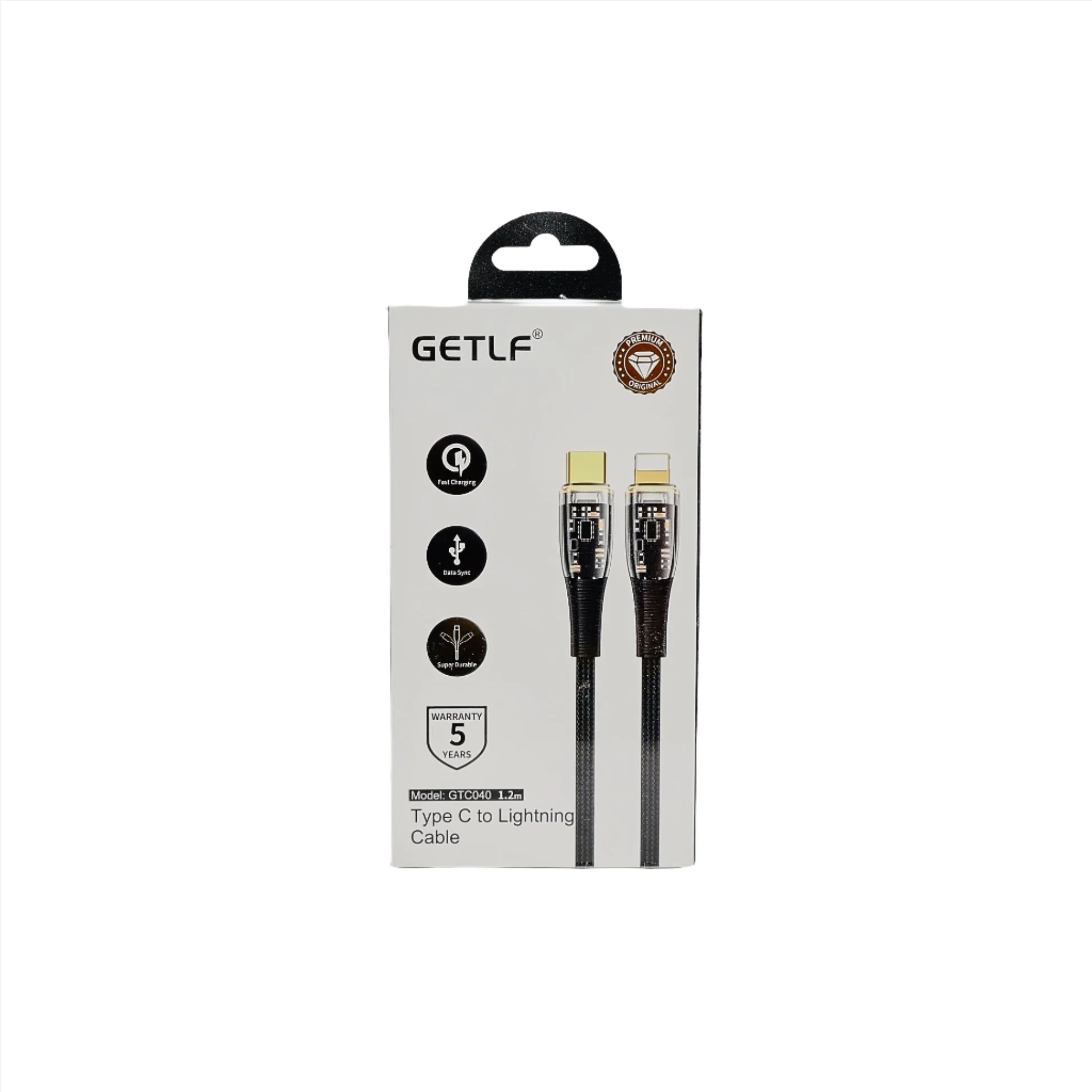كابل شحن USB C إلى Lightning - أسود GTC040