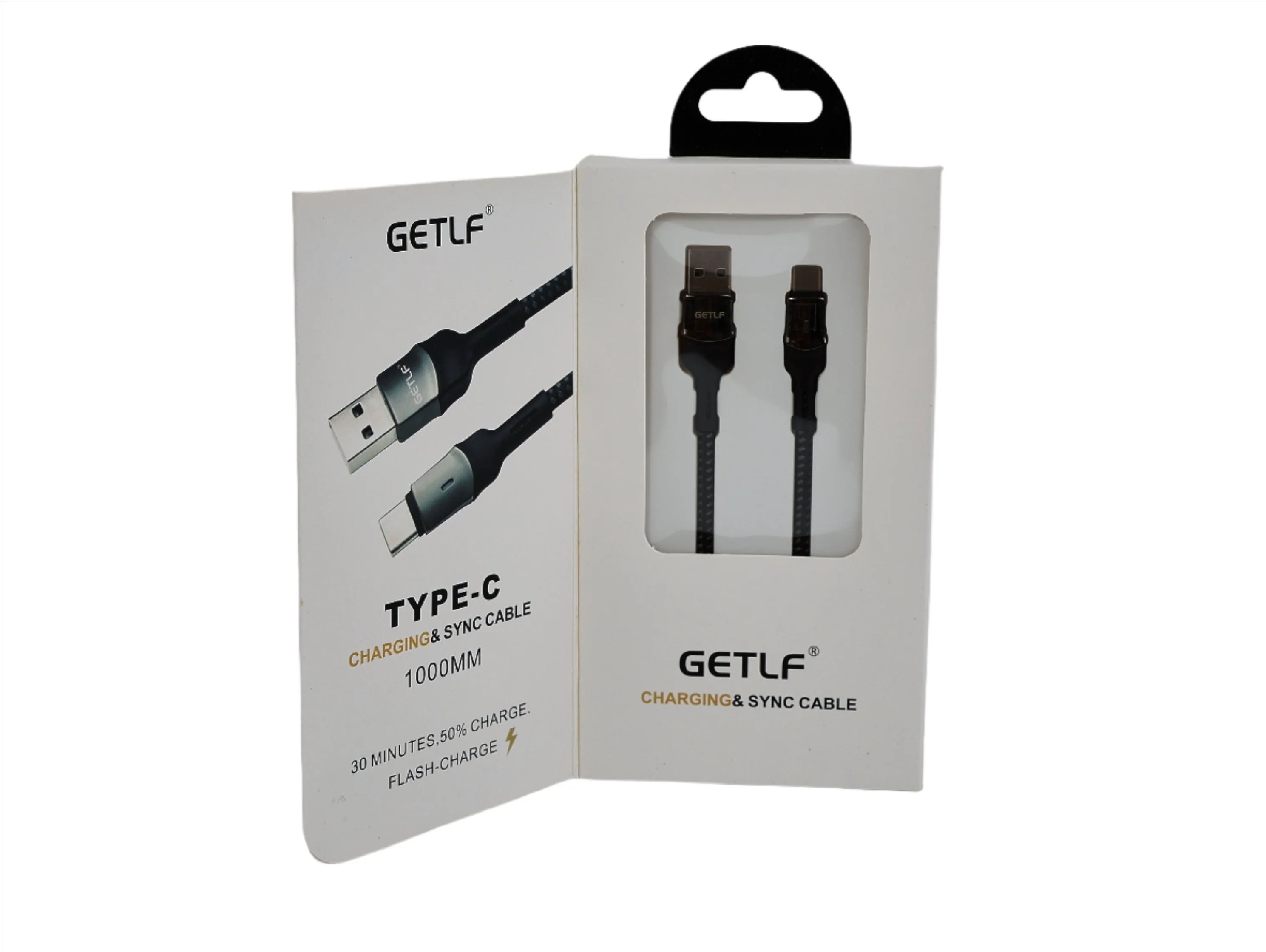 كابل USB إلى Type-C مضيء، بطول متر، أسود، 001typec.
 - Image 2